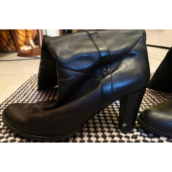 Vintage LOFT black slouchy BOHO boots with snakeskin trim SZ 8 Women's 3 in heel - Picture 9 of 13